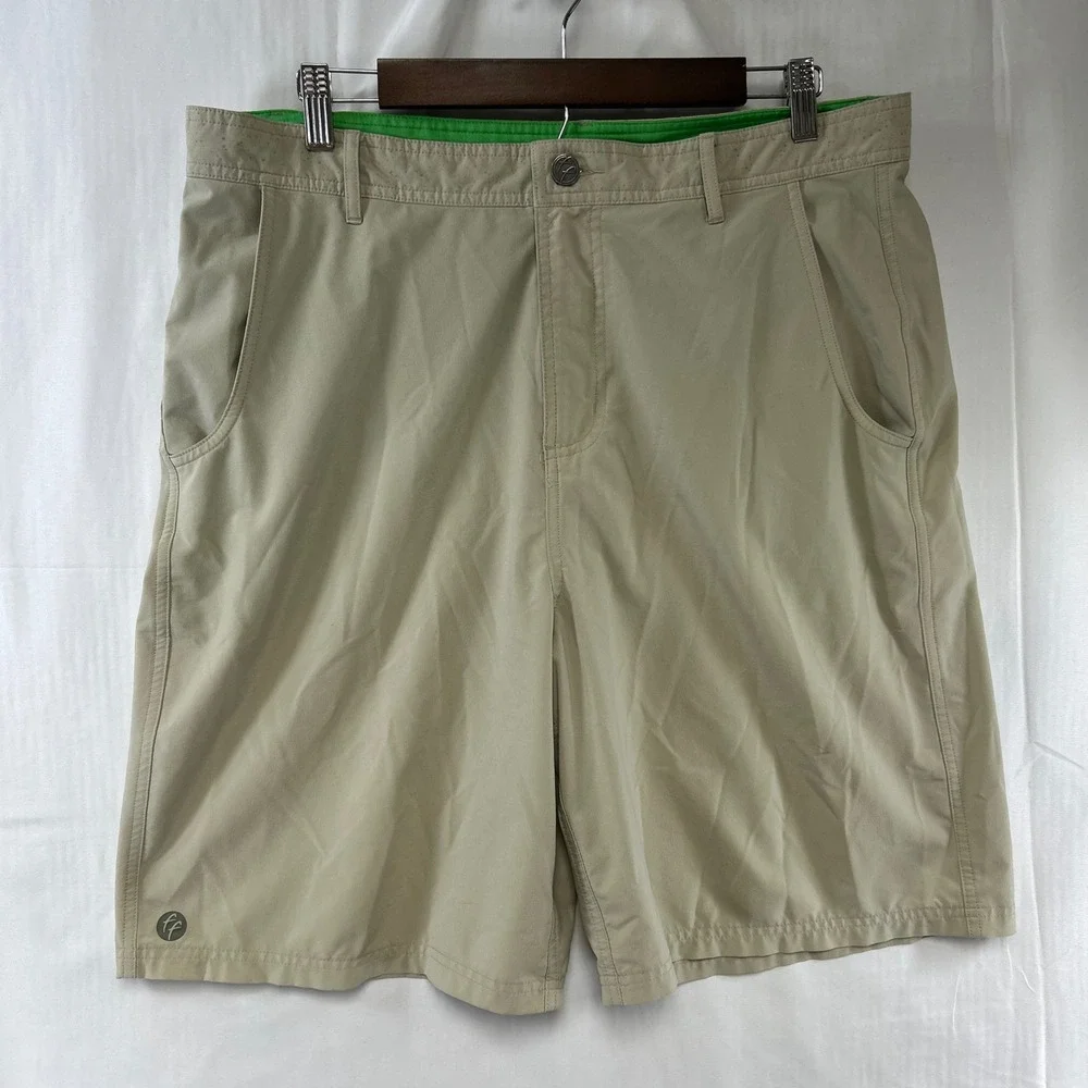 Free Fly Hybrid Shorts Mens 36 Tan Quick Dry Stretch Active Board Shorts